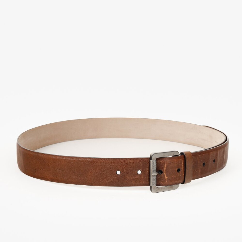 Brunello Cucinelli Square Ornate Buckle Brown Belt